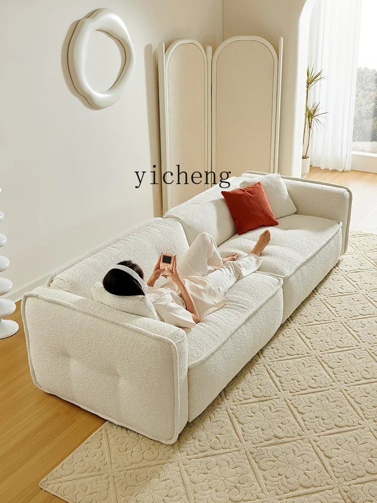 ZK Fabric Sofa Light Luxury Three-Seat Straight Row Modern Simple Living Room White Large and Small Apartment Type Sofa