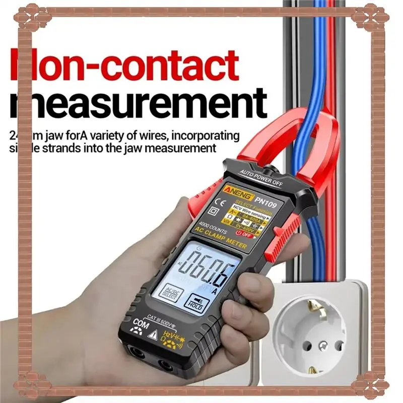 24-Hour Delivery  PN109 Smart Clamp Meter Multimeter Digital 4000 Count 600A High Current NCV Capacitance Non-Contact Volta