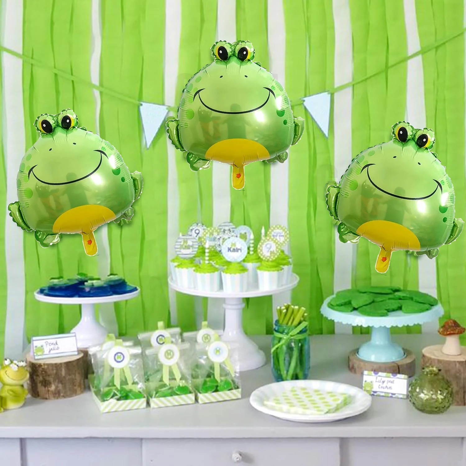 6pcs Cute Frog Aluminum Film Balloon Jungle Animal Theme Birthday Party Outdoor Summer Decorative Balloon