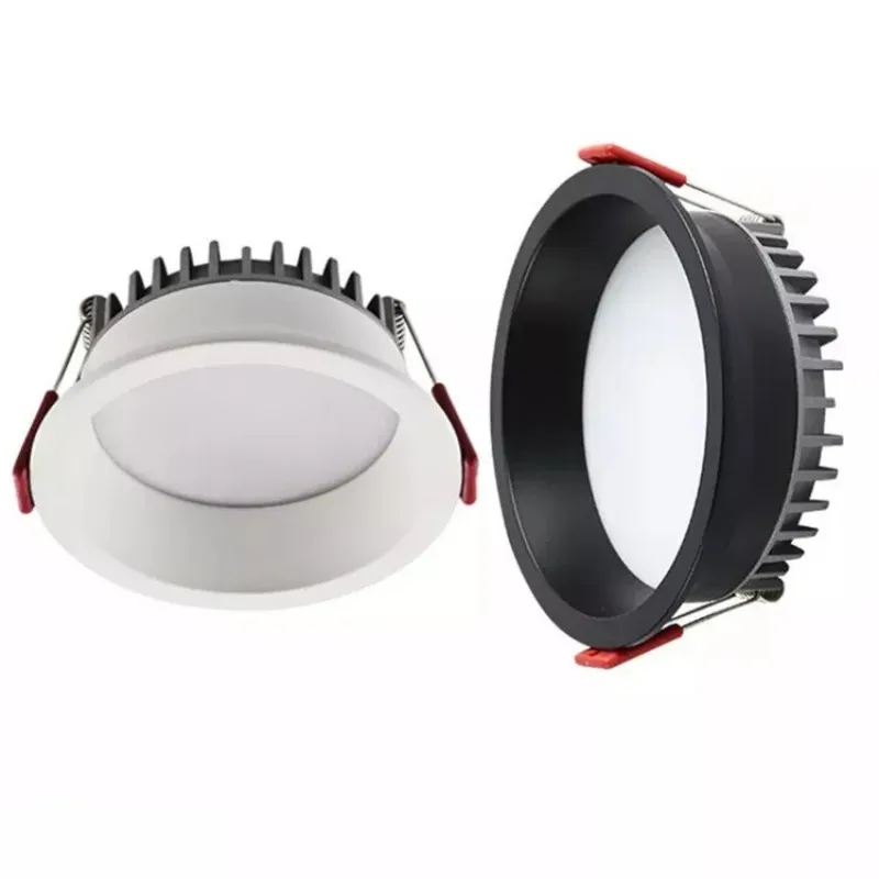 LED Ceiling Round Downlight Anti-glare Dimmable Kitchen Tri-color Recessed Light Spotlight AC110V 220V Living Room Bedroom