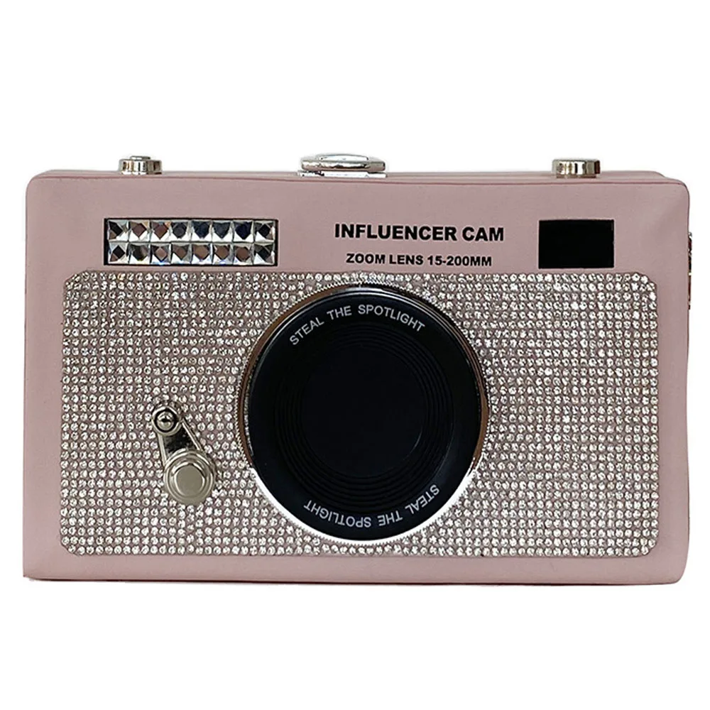 

Fashion Women's Chain Shoulder Bags Exquisite Rhinestone Ins Trends Camera Design Party Popular Ladies Shoulder Crossbody Bags