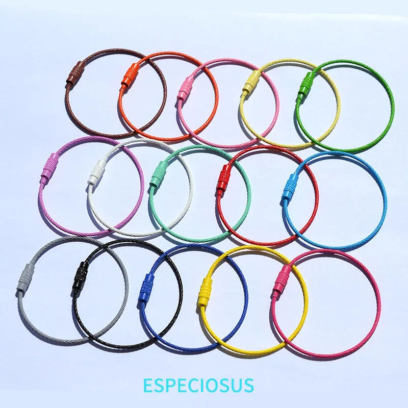 Key Chain Parts Multi Color Painted Alloy Key Ring Cable Loop Screw Lock Bracelet Making Departments DIY Jewelry Accessories