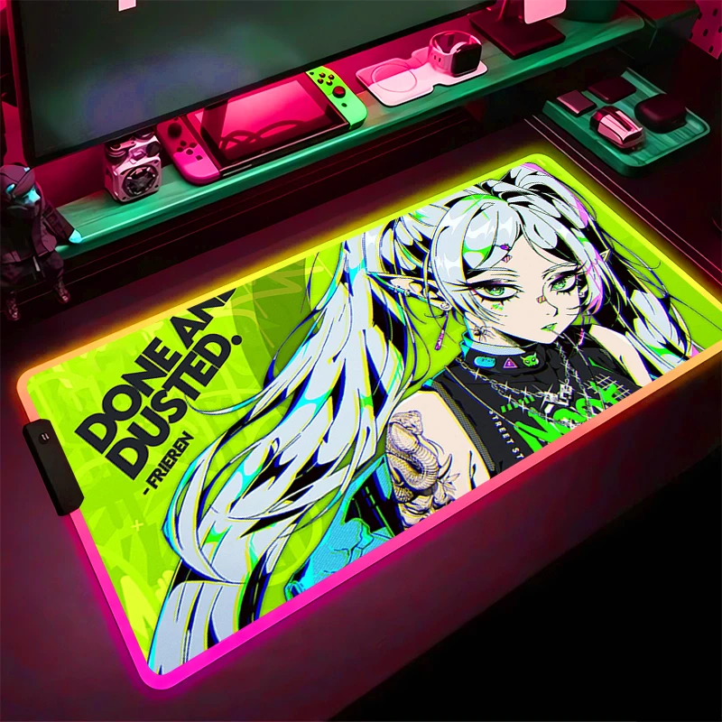 RGB cool mouse pad LED light rubber waterproof mouse pad game accessories computer desk pad keyboard pad Anime sexy girl Decor