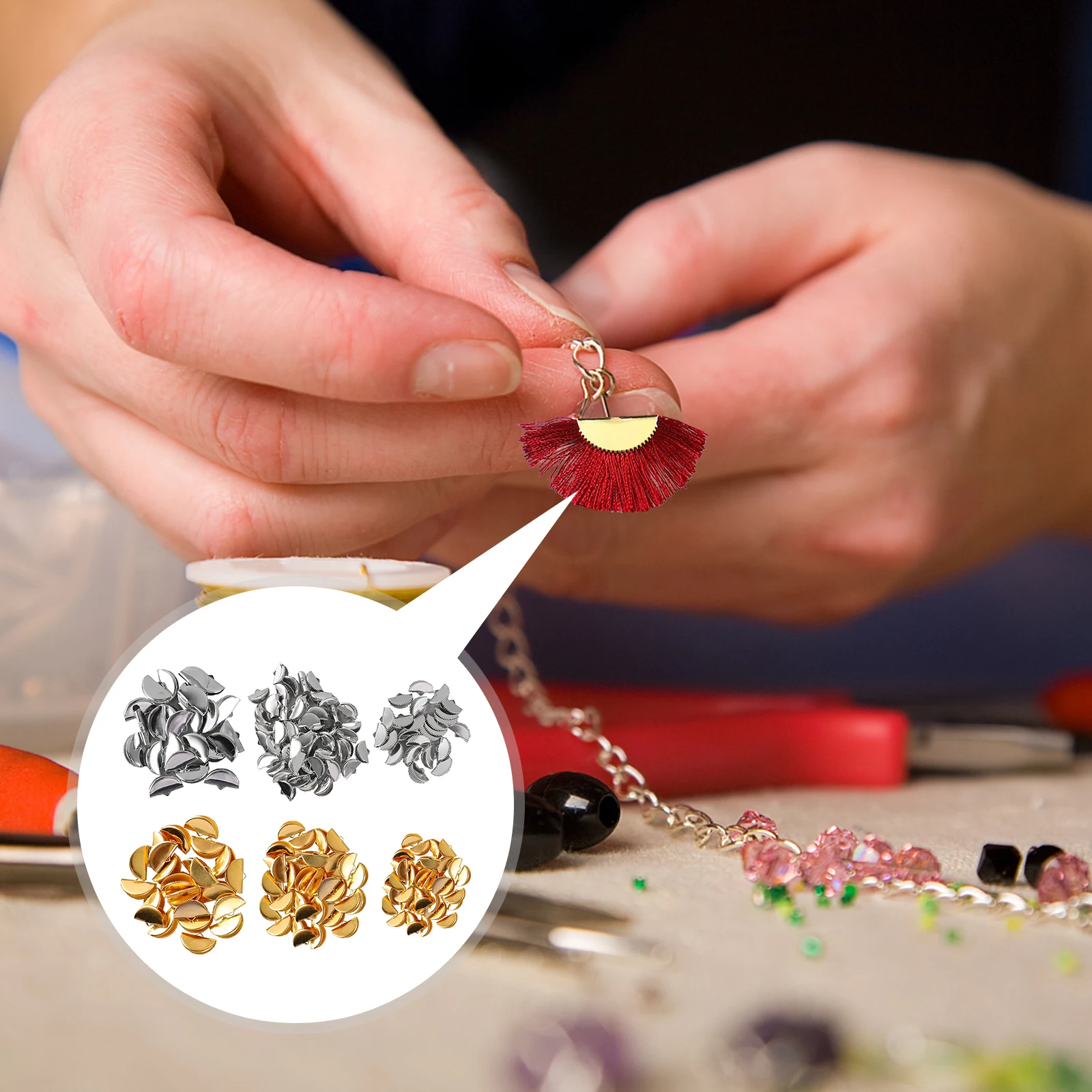 Alloy Crimp Tassel Clip Accessories Jewelry Connectors End Caps for Necklace Bracelet Making DIY Craft Supplies Ribbon