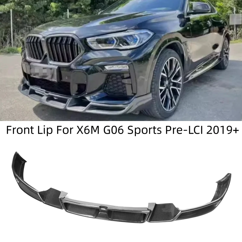 

For BMW G06 X6 Pre-LCI Sports 2019+ LD Style Real Car Carbon Fiber Car Front Bumper Splitters Lip Spoiler Cover