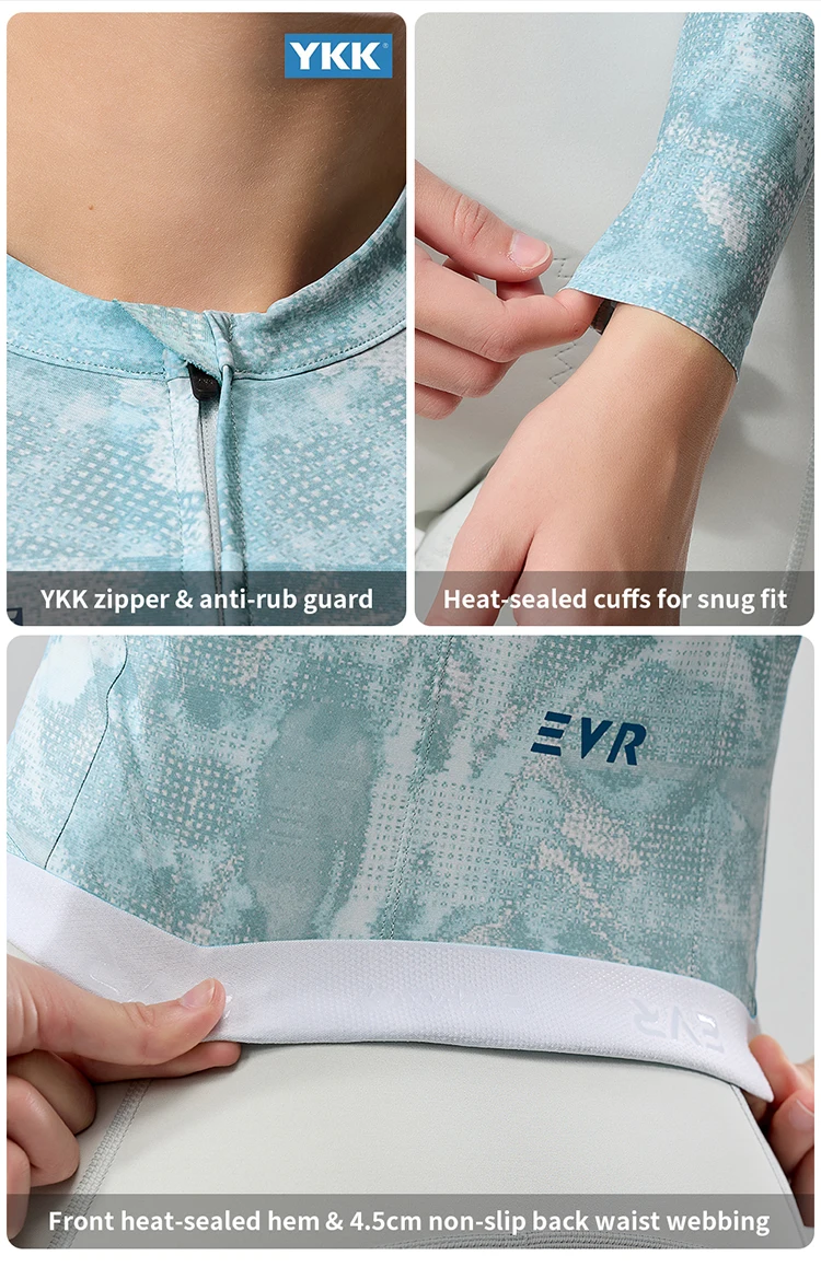 EVR Damen-Radtrikot Langarm Hochelastisches Radshirt Atmungsaktives Schweißabsorbierendes Rennrad-Oberteil Radtrikot – Detail 12