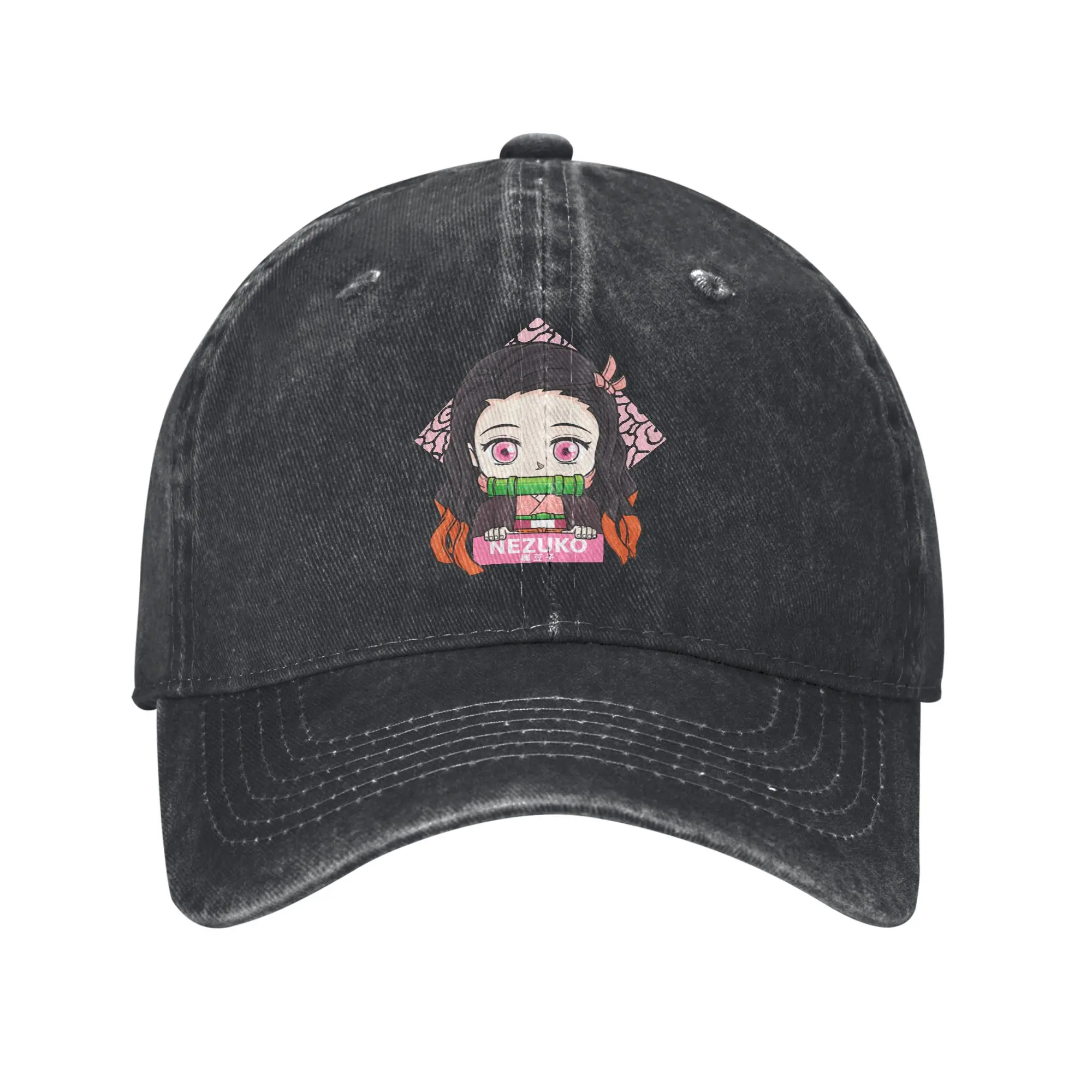 Chibi Kamado Nezuko Demon Slayer Unisex Baseball Caps Denim Caps Hat Retro Outdoor Activities Unstructured Soft Snapback Hat