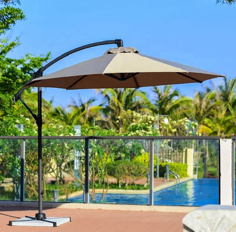Hot Factory Iron Patio Umbrella Modern Garden Parasol Outdoor Shake Banana Umbrella for Yard Restaurant Great Price Hotels