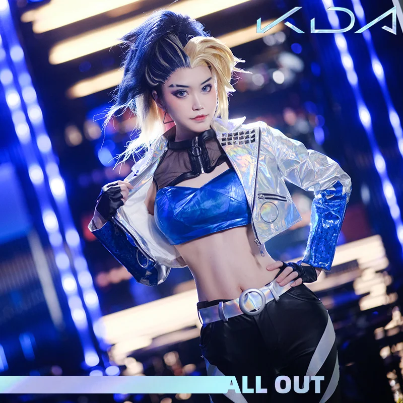 LOL Kda Akali Cosplay Costume 2020 S10 World Champion K/DA All Out Pop Star Hip-hop Top Coat Pants Set Halloween Clothes