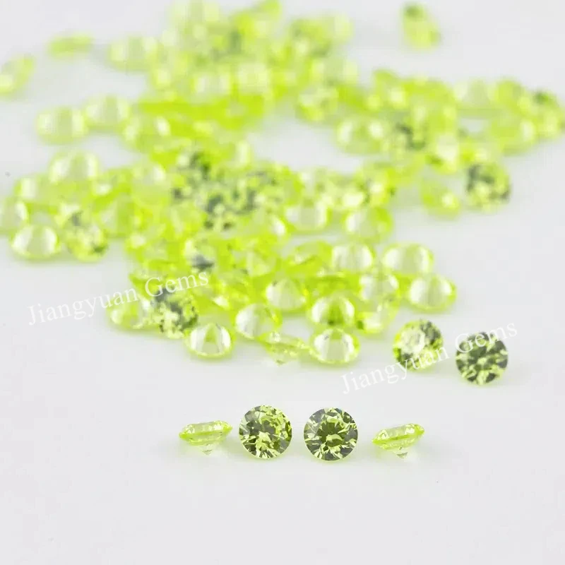 Größe 0,8 mm~3,0 mm Runder Brillantschliff Loser CZ-Stein AAAAA Apfelgrüner Kubischer Zirkonia Synthetische Edelsteine für Schmuck – Detail 7