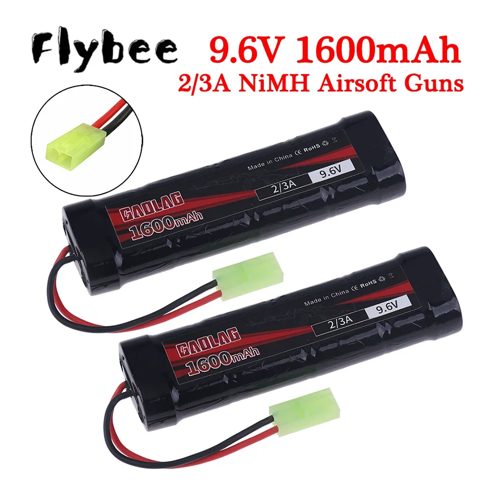 8S 2/3A 9.6v 1600mAh NiMH Flat Battery Pack with Mini Tamiya Connector for Airsoft Guns Mini AK series or modified AEG's PARTS