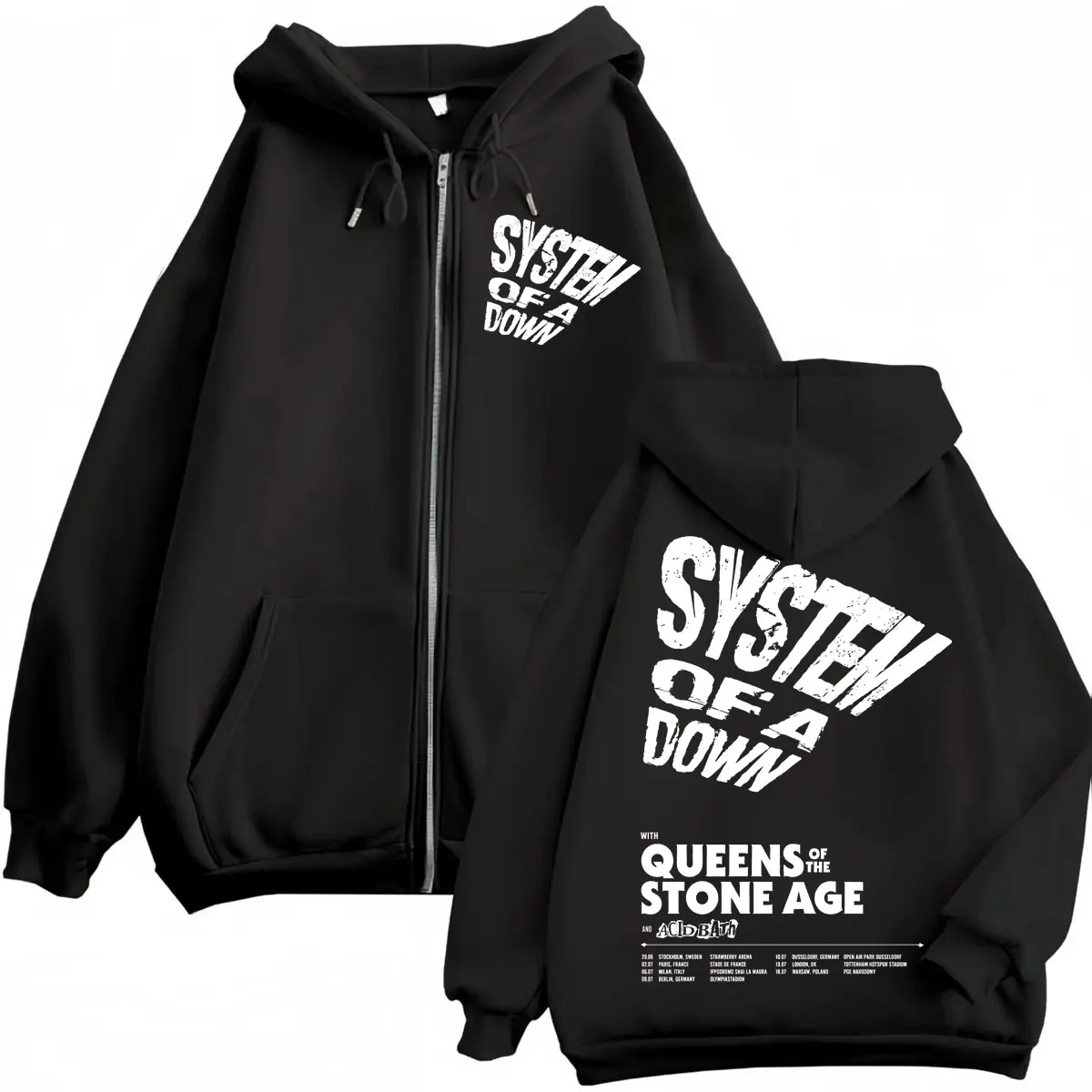 System of A Down Tour 2026 Zipper Hoodies Men Women Clothing Rock Fashion Zip Up Sweatshirts High Quality Fleece Loose Pullovers