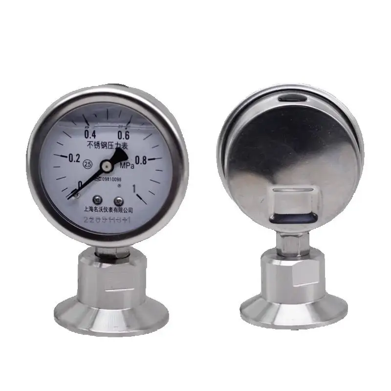 Chuck clamp diaphragm pressure gauge, food hygiene grade diaphragm gauge YNTP60BF 1MPA shock resistant quick installation type