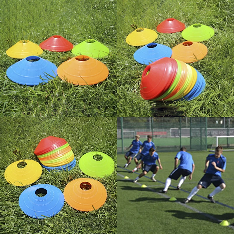 10pcs/set  Soccer Discs Bucket Marker Training Sign Flat Cones Marker Discs