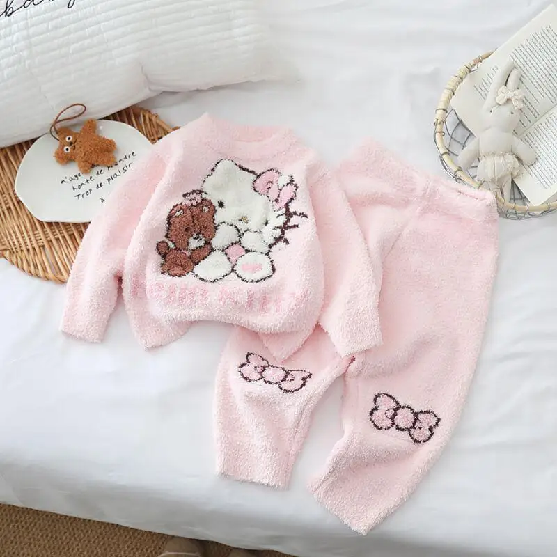 

Sanrio Hello Kitty 2025 Children's Pajama Set Long-Sleeved Pants Home Clothes Kids Autumn Clothes Pants Sleepwear Loungewear