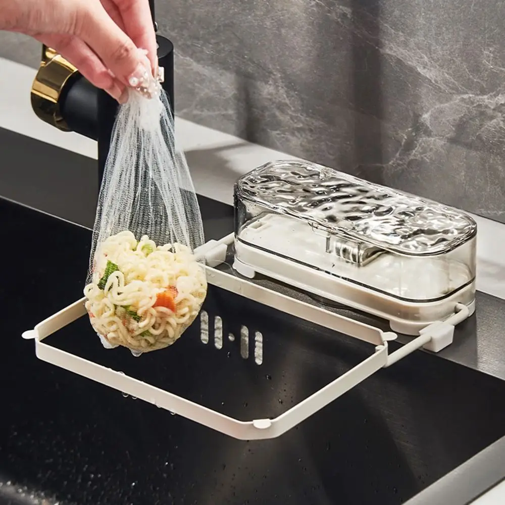 

Suction Cup Kitchen Sink Filter Rack Storage Box Strong Load-bearing Waste Hanging Net Bracket Space Saving Folded Design