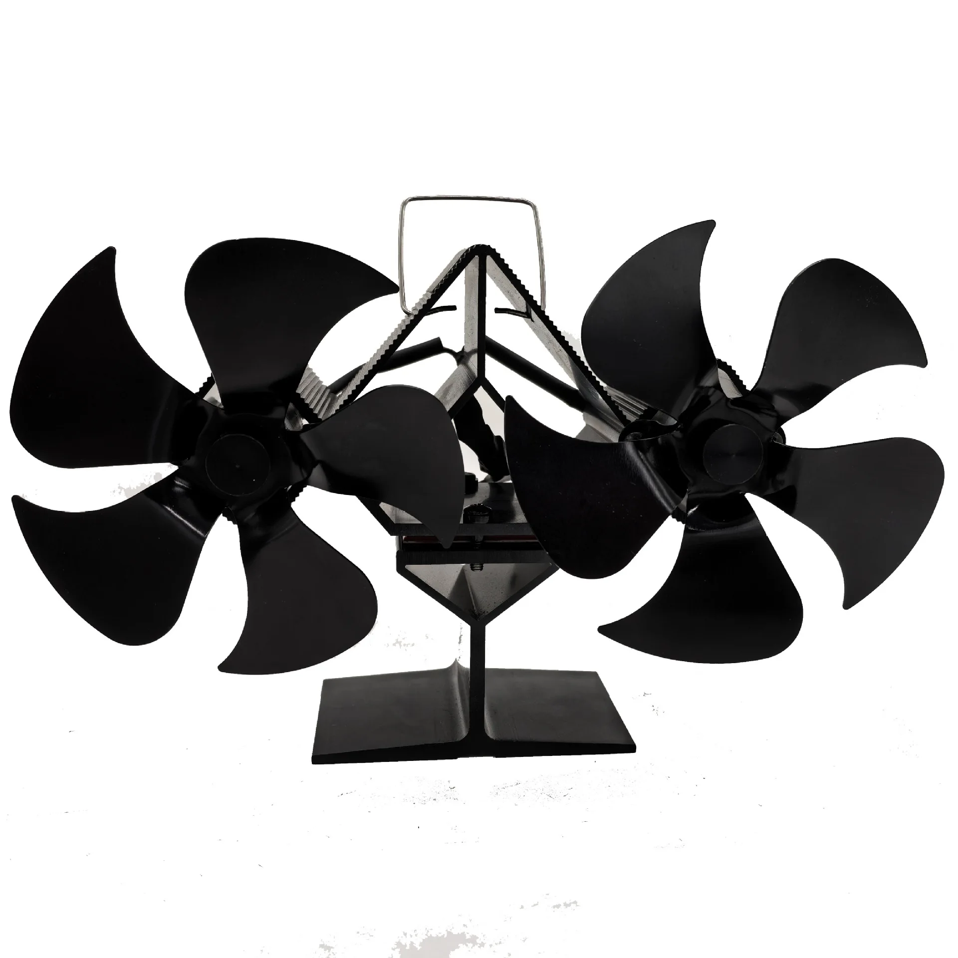 5 Leaf Double Head Fireplace Fan Aluminum Silent Self-Starting Dual Motor Fireplace Accessories
