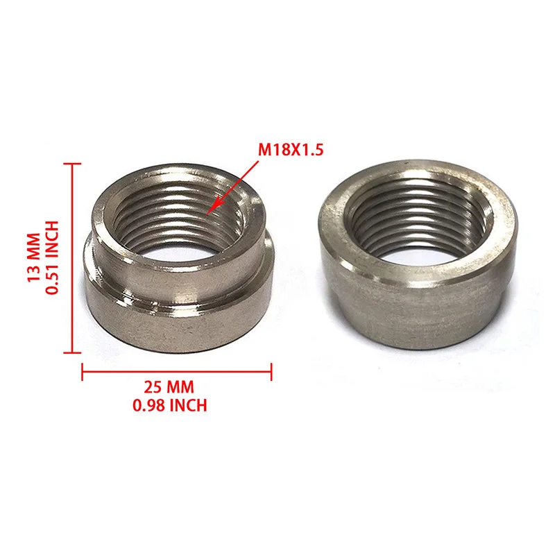 M18x1 5 O2 Sensor Bung Weld Nut Stainless Steel Oxygen Lambda Adapter for DIY Exhaust Catalytic Converter Repair