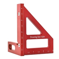 Multi-Angle Measuring Ruler,45/90 Degree Aluminum Alloy Woodworking Square Protractor,Miter Triangle Ruler Easy Install Red