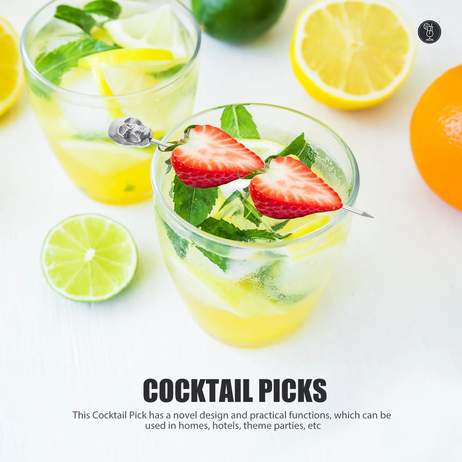 

2Pcs Skull Head Fruit Picks Stainless Steel Fruit Picks Novelty Cocktail Skewers Portable Decorative Party Cocktail Accessories