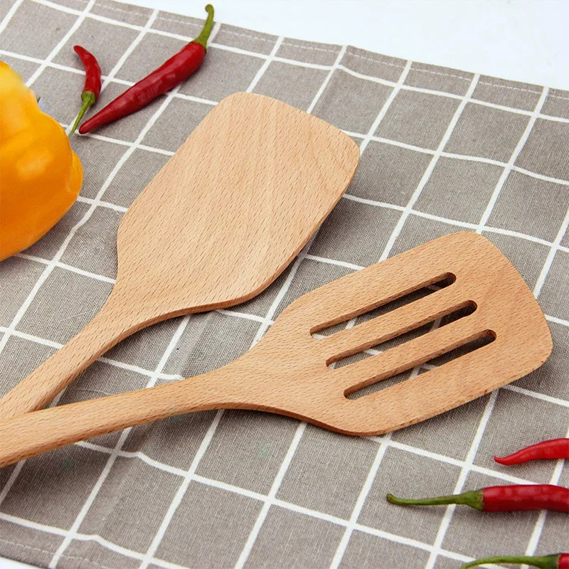 LUDA Wooden Spatula Set Of 2, Protection Against Scratches For The Pan,Kitchen Gadgets,Heat-Resistant, Antibacterial, Spatula