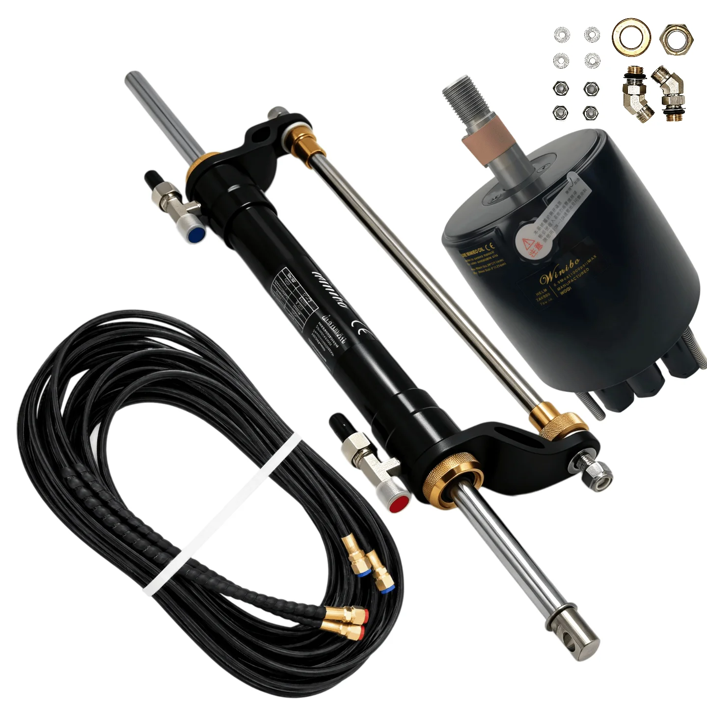 Winibo 90HP Outboard Hydraulic Steering Kit With 27cc Helm Pump Cylinder And Tubes Complete Marine Steering System For Boat