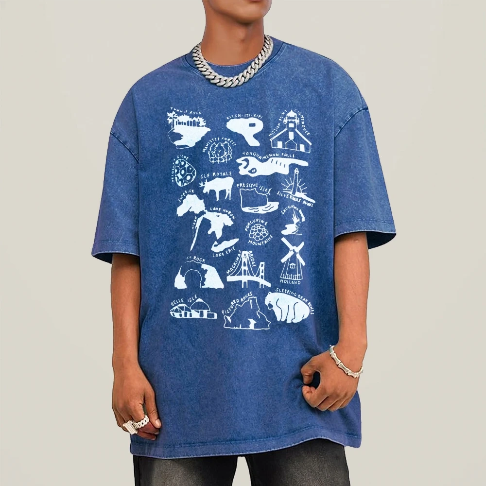 Y2k Anime Washed T-shirts Short Tshirts for Adult Harajuku Women Cotton Short Sleeve Tshirt 2024 New Luxury Brand Tshirt