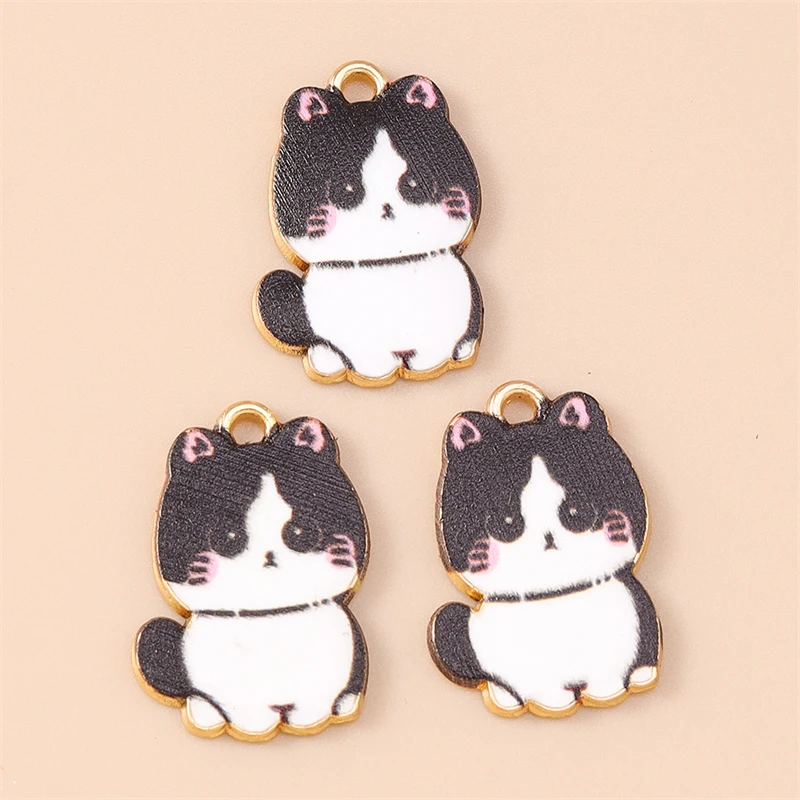 20 Stück 14x21mm Cartoon-Emaille-Tieranhänger Katzen-Charms für die Herstellung von Ohrringen, Halsketten, Armbändern, DIY-Bastelarbeiten und Schmuckzubehör – Detail 8