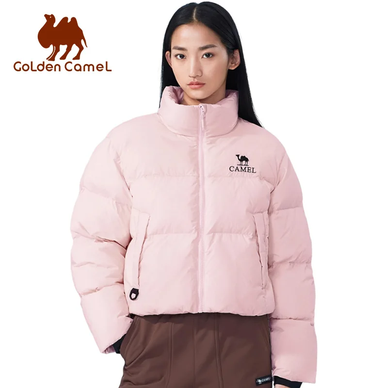

GOLDEN CAMEL Women's Down Jackets Short Winter Bread Coat Stand Collar Warm Thick Down Jacket for Women Waterproof Small Size