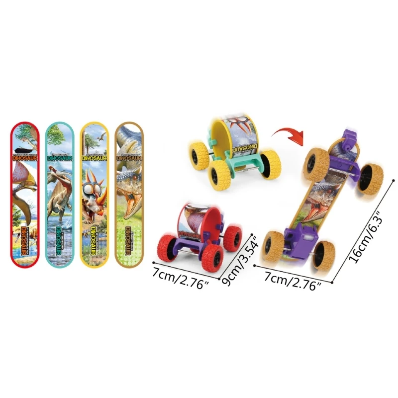 Wearable Finger Skateboard Toy for Child Bracelet Dinosaur Pull Back Vehicle Toy Cartoon Finger Scooter Prize Gift