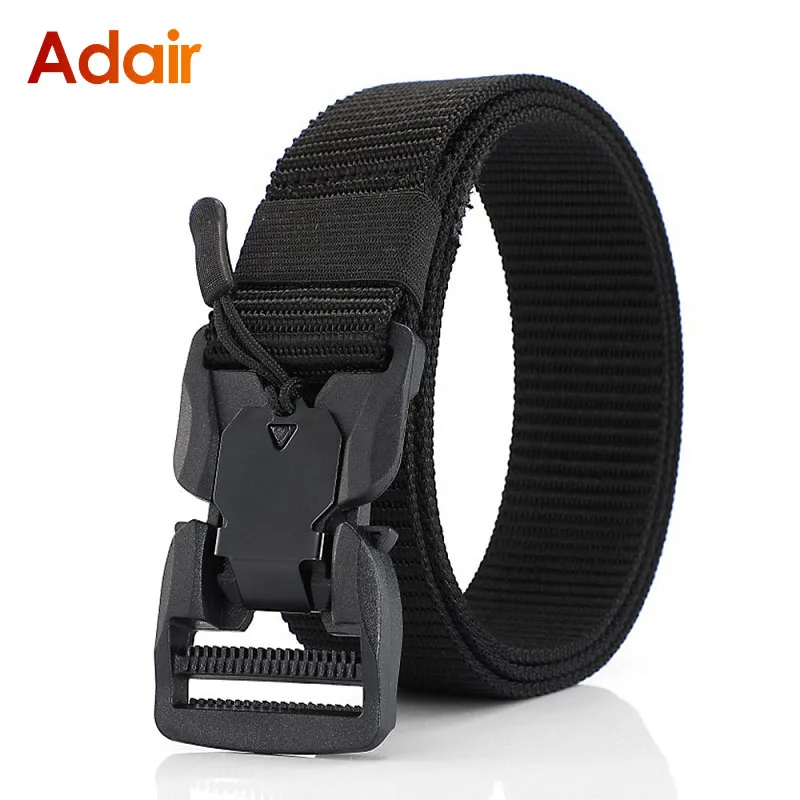 Man Belt Nylon Webbing Canvas Army Tactical Military Casual Elastic Plastic Magnetic Buckle Fabric Belt High Quality Jeans HB050