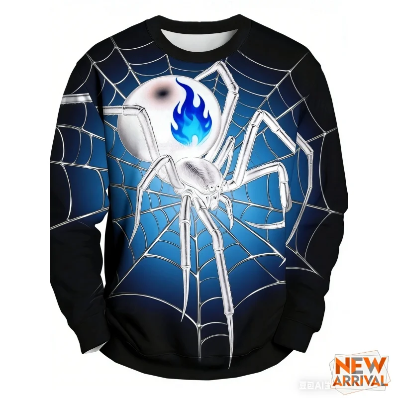Sudadera con estampado 3D de araña Web para hombre, jersey con patrón de póker, sudaderas informales holgadas de calle con cuello redondo y manga larga, Tops Unisex