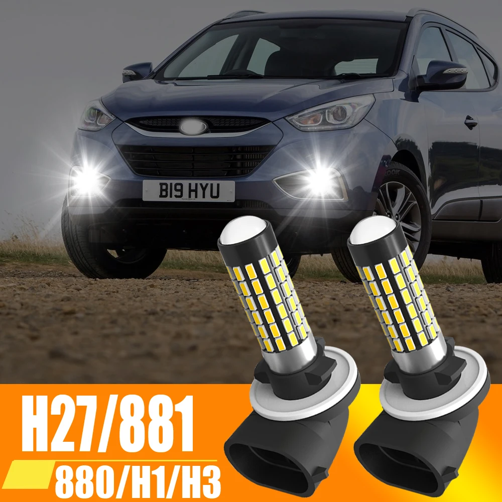 2pcs H27 881 Super LED Bulb Car H27W/2 H27W2 Auto Fog Light 12V 880 H1 H3 Driving Running Diode Lamp Accessories For Kia Hyundai