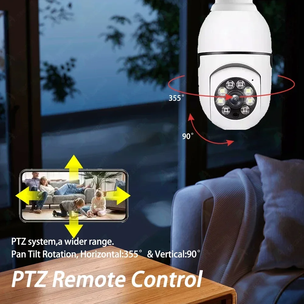 5MP Tuya Wifi E27 Bulb Smart Home Surveillance Protection IP Camera Color NightVision Auto Track Video Security Pet Baby Monitor