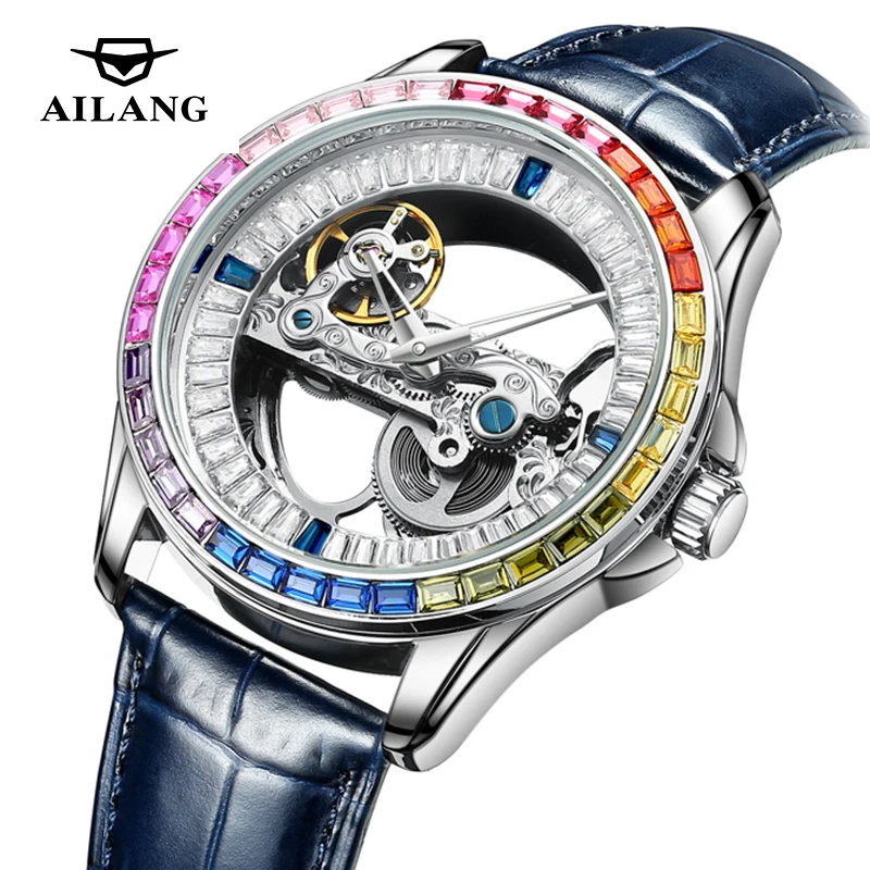 

AILANG Brand Luxury Tourbillon Mechanical Watch Men Waterproof Leather Strap Fashion Skeleton Automatic Watches Men Reloj Hombre