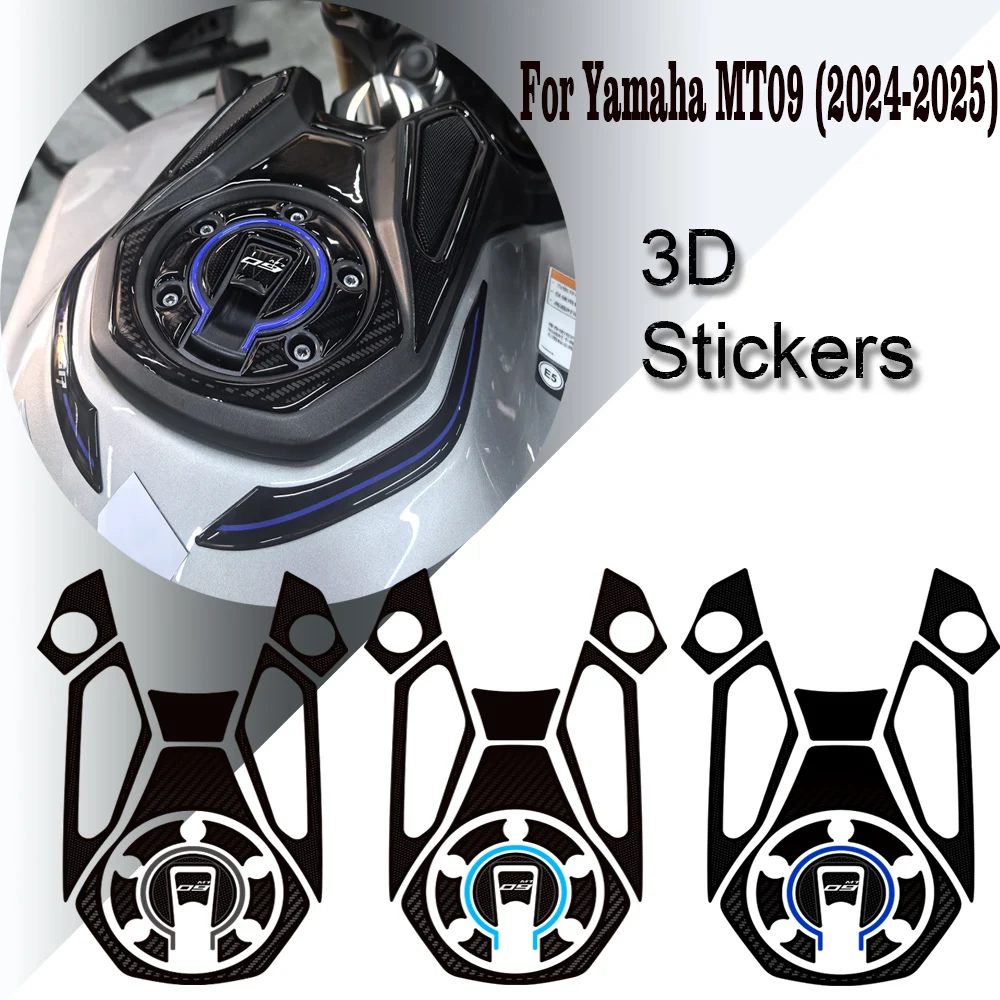 For Yamaha MT-09 MT09 MT 09 SP 2024 2025 Motorcycle Fuel Tank Pad Protector stickers 3D resin stickers kit 2