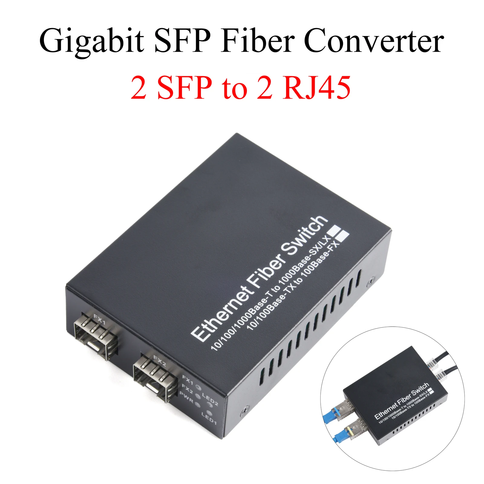 

1PCS Gigabit SFP Media Converter 2 SFP to 2 RJ45 Transceiver 10/100/1000M Fiber Optic Switch With 3KM/20KM LC/SC SFP Module