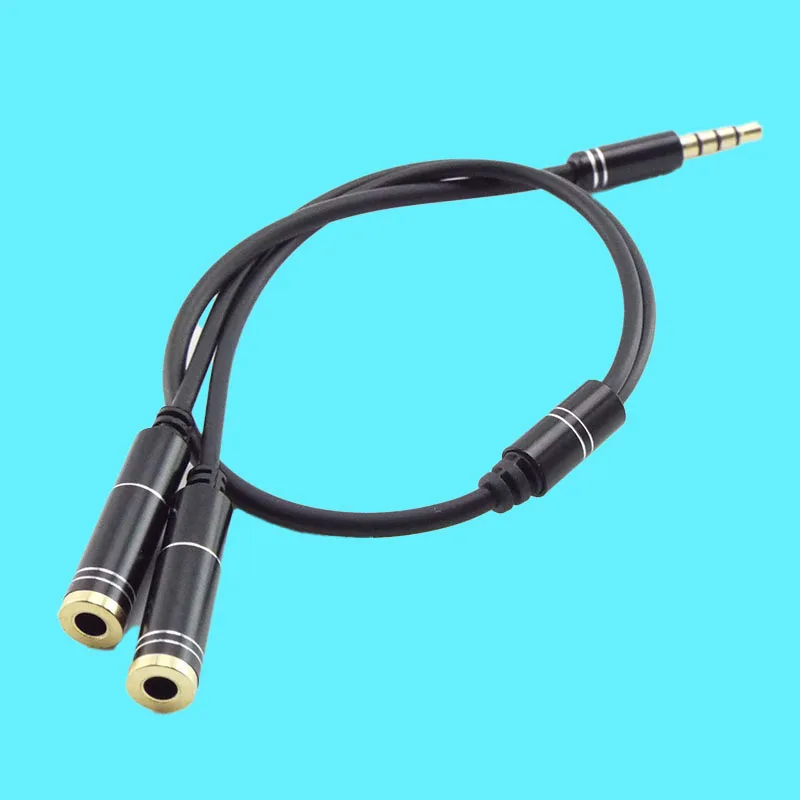 3.5mm Stereo Audio Cable Male to 2 Female Headset Mic Y Splitter Cable Adapter Mobile Phone Adapters Converters Connectors
