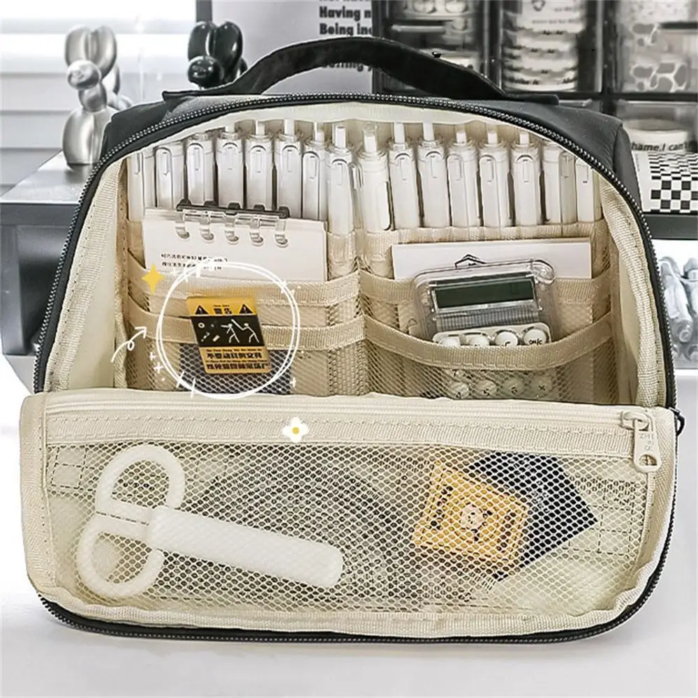

Large Capacity Pencil Case 90° Opening Multifunctional Stationery Storage Bag Simple Storage Box Big Pen Bag Student Kid
