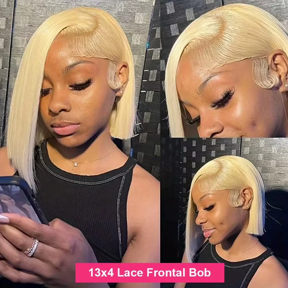 Pre Parted 13X4 Lace Front Bob Wig - 613 Blonde Glatte Kurze Bob-Perücke 13x4