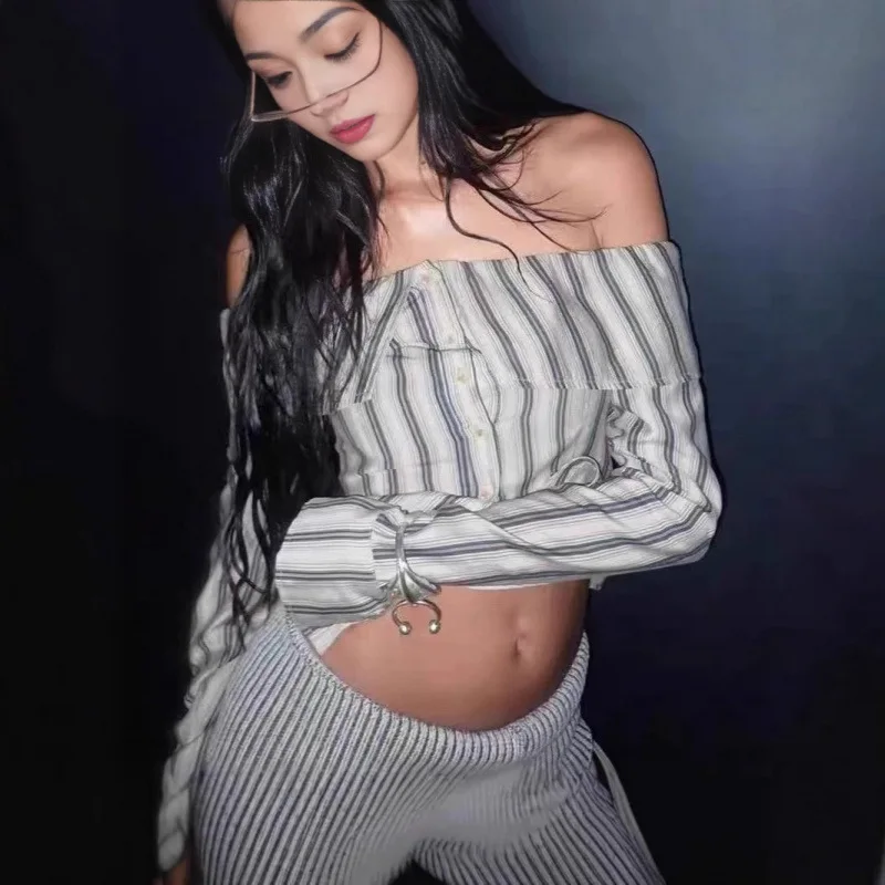 

Jaded london t-shirt new niche design waistless slim short pit-stripe tie jersey tops