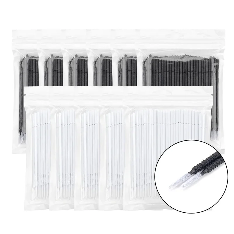 Pennelli per ciglia 100 pezzi Manico a spirale usa e getta Microbrush Bacchette per mascara Micro pennello Applicatore Estensione ciglia Strumenti per il trucco
