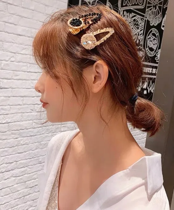 Fresh crystal hairpin disc rhinestone duck beak clip simple and sweet girl headdress side clip