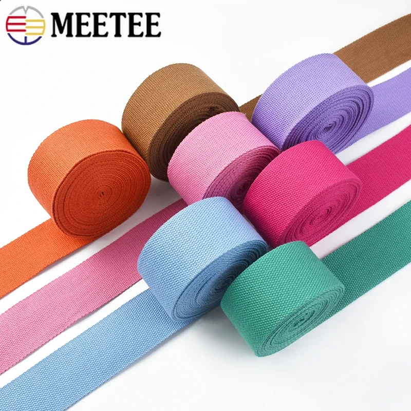 Meetee 5M 50mm 2mm Thick Webbing Cotton Canvas Webbings Ribbon for Backpack Shoulder Strap Belt Tape DIY Garment Sew Woven Band