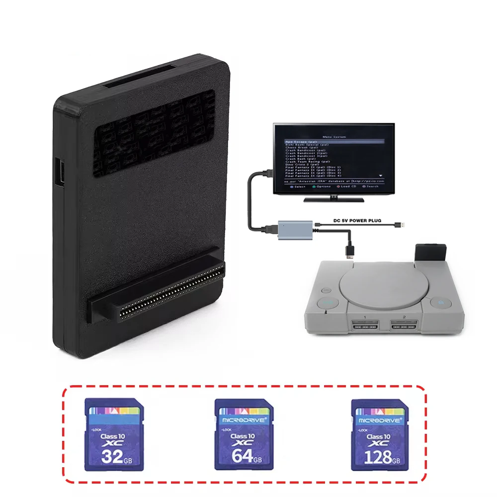 

Optical Drive Emulator (Clone Version) 3D Printed Case For PS Original PSX PS1 Classic With SD Card Games Installed