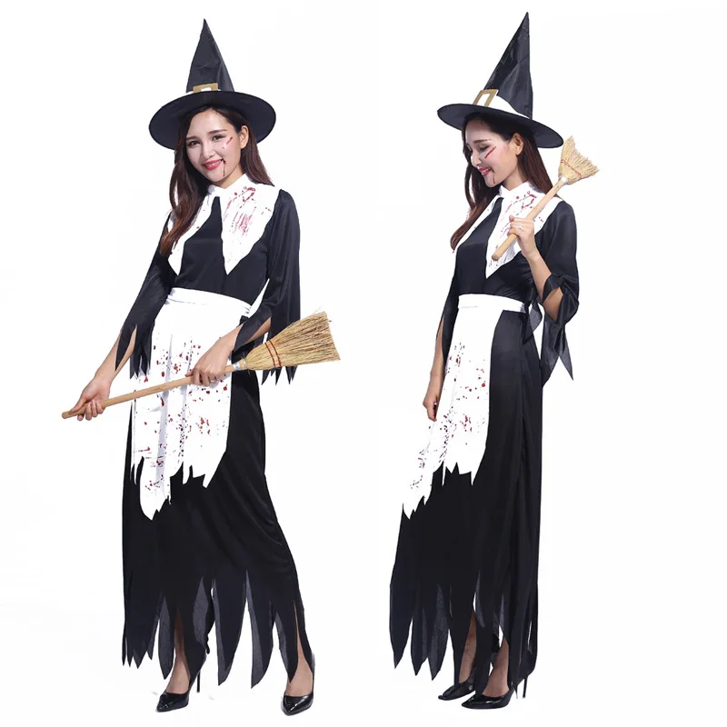 1set/lot woman halloween party costumes lady witch cosplay dress