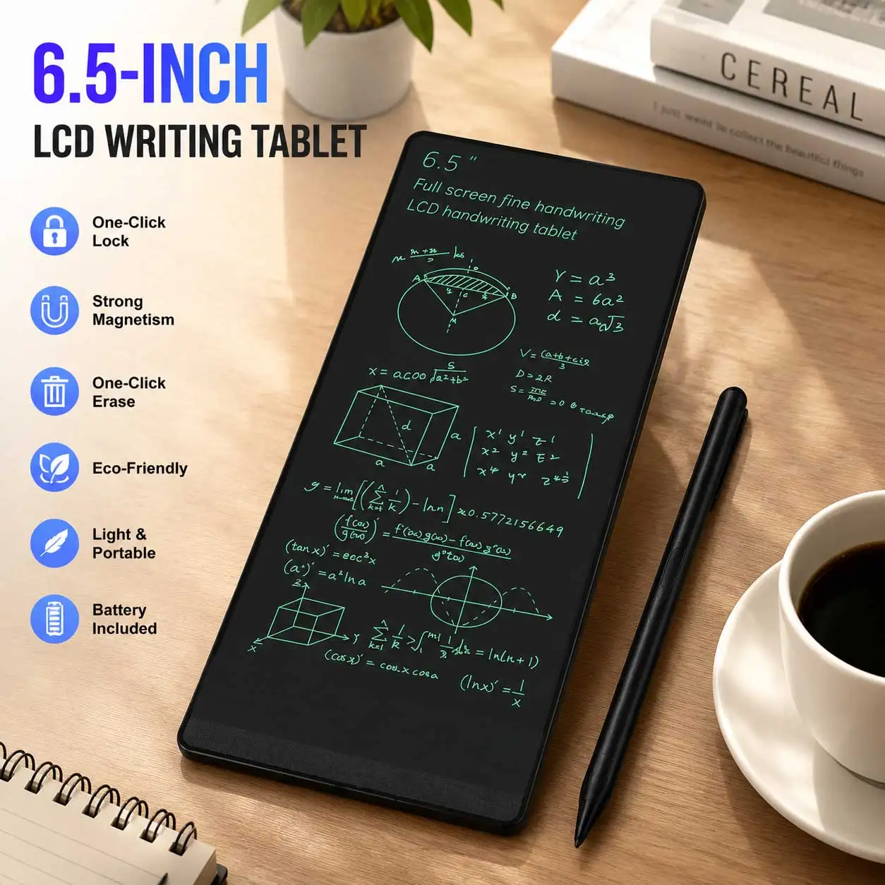 6.5" Drawing Board Full Screen Handwriting TWO/One Sided Writing Tablet Learning Sketch Pad