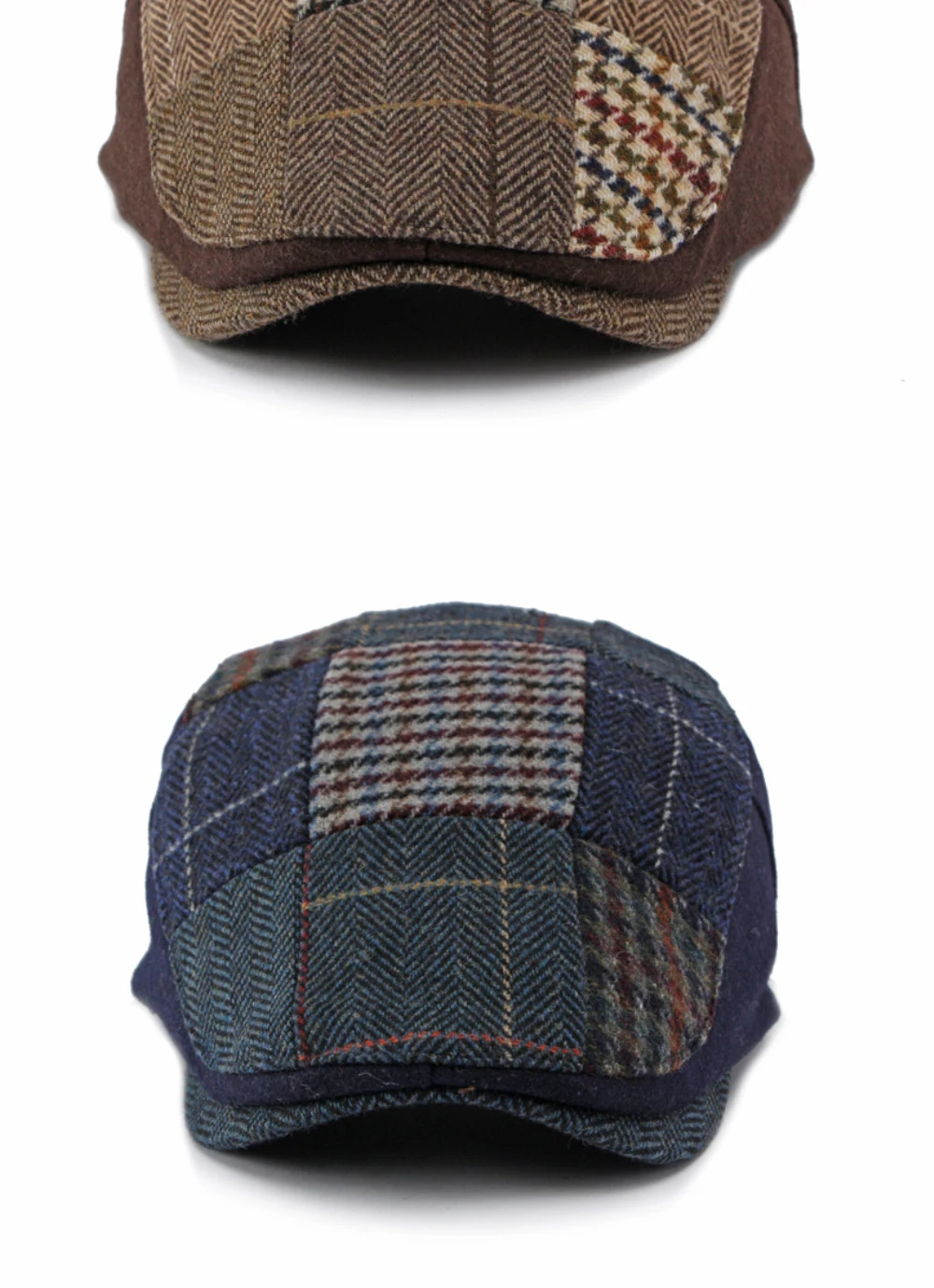 HT5157 Herren- und Damen-Baskenmütze, Retro-Patchwork-Künstlermütze, karierte Ivy-Flatcap, 2026 neue Herbst-Winter-Wollmütze – Detail 9