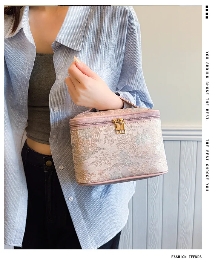 

Женский косметический органайзер большой емкости - новинка 2025 года, портативная дорожная косметичка в китайском стиле