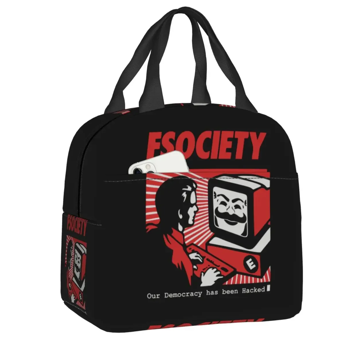 

Сумка для обеда Mr Robot для школы Geek Hacker FSociety, многоразовый термохолодильник для пикника, изолированный ланч-бокс, женские и детские сумки-тоут
